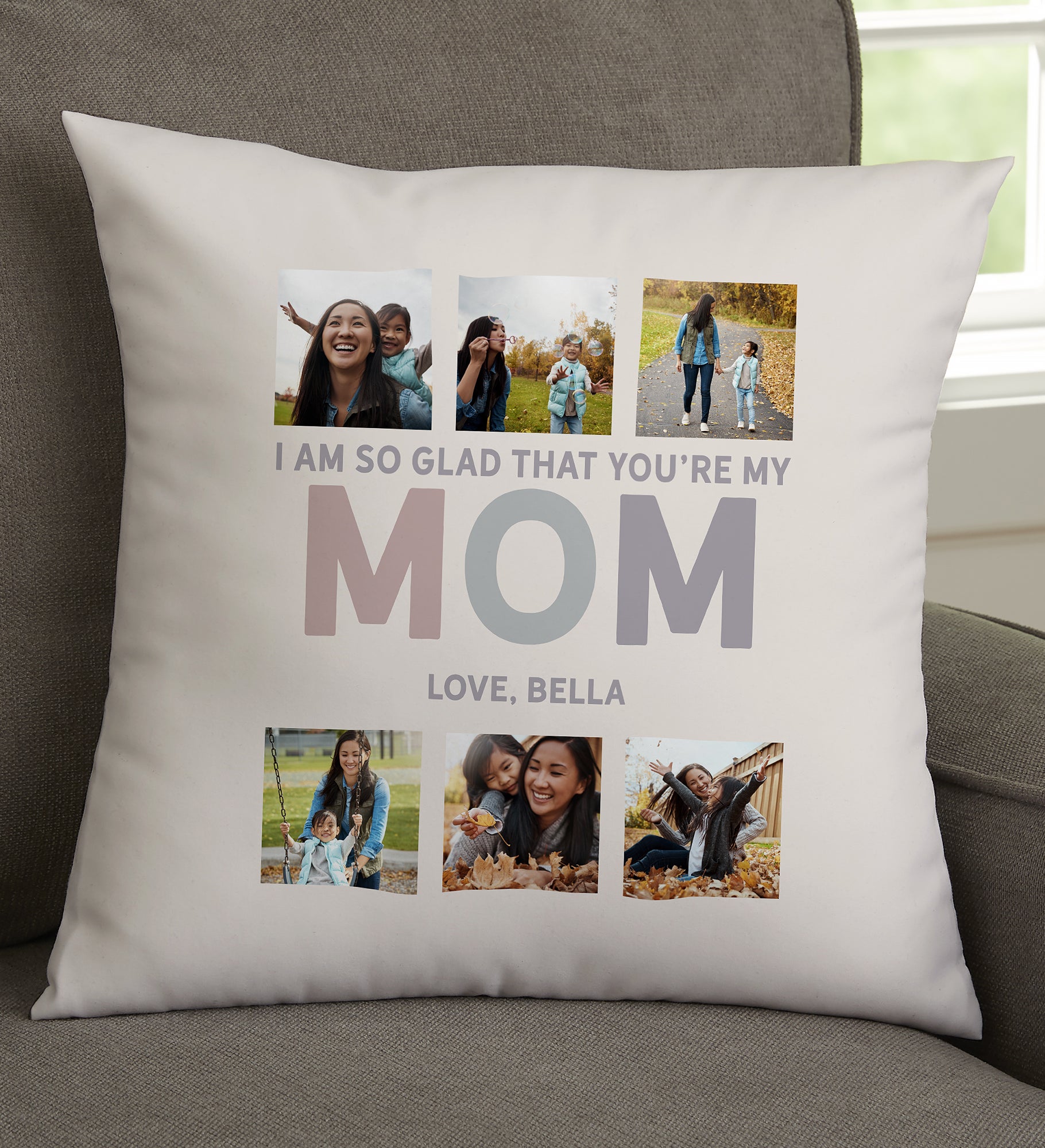 Glad You're Our Mom Personalized Photo Throw Pillow